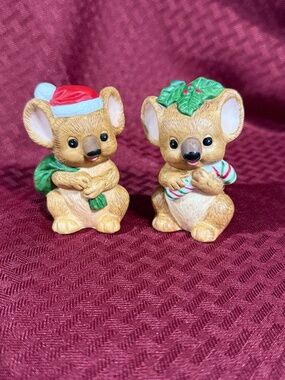 Lefton Vintage Christmas Koala Bear Figurines